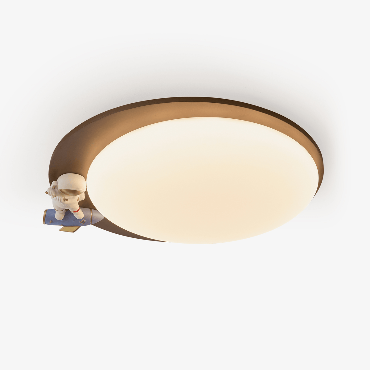 Lunar Buddy Ceiling Lamp — Modern Flush Mount with Astronaut Accent