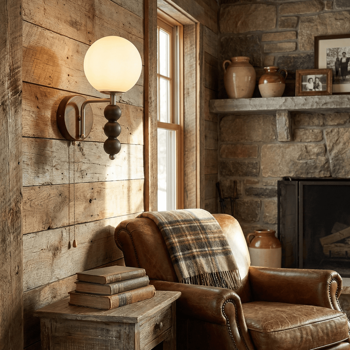 Rowan Bead Wall Sconce – Modern Wood & Glass Wall Light