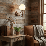 Bramwell Wall Sconce with Wood Accents and Frosted Glass Globe