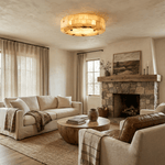 Luriel Alabaster Ceiling Light – Modern Flush Mount in Brass & Natural Stone