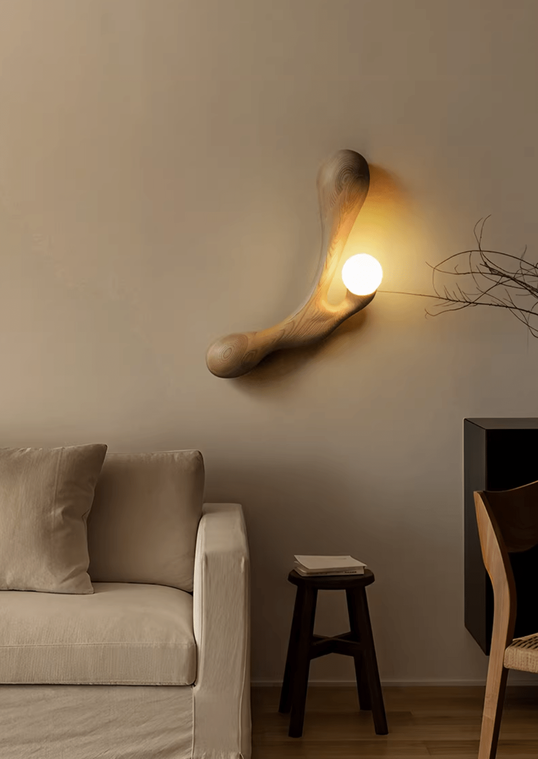Liora Drift Wood Wall Sconce | Sculptural Solid Wood Wall Light