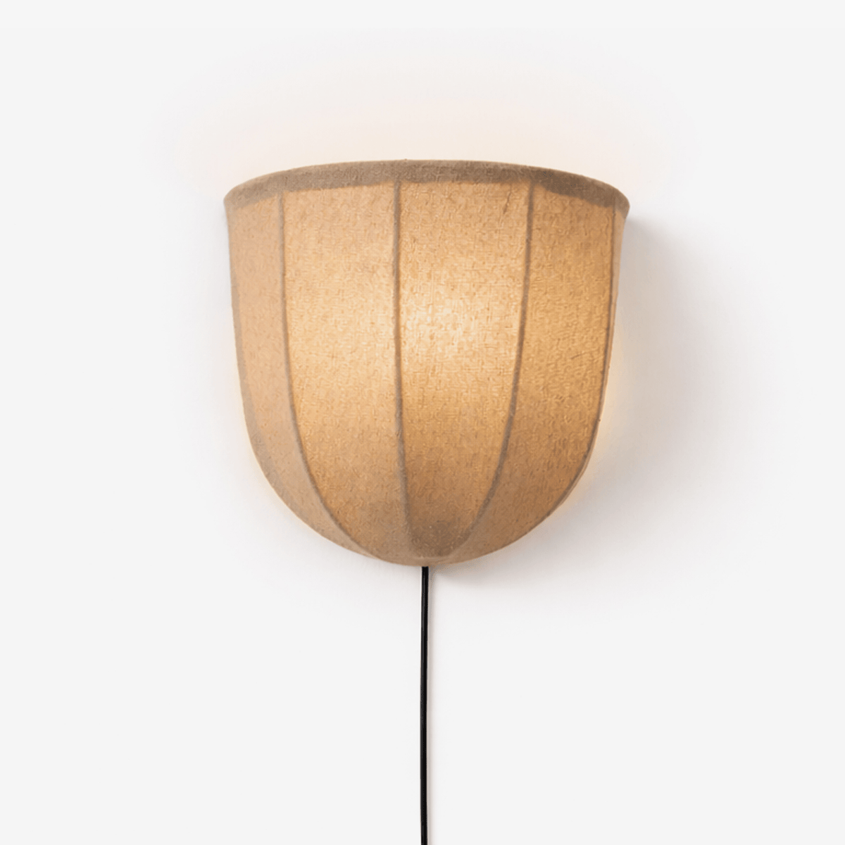 Sienna Linen Plug-in Wall Sconce – Handcrafted Fabric Shade, Vintage Pull Chain