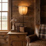 Sienna Linen Plug-in Wall Sconce – Handcrafted Fabric Shade, Vintage Pull Chain