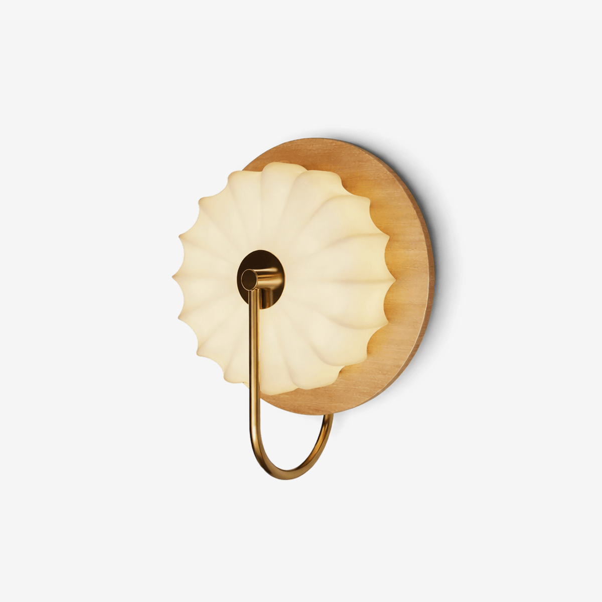 Solenne Petal Wall Sconce in Brass and Wood for Bedroom and Living Room