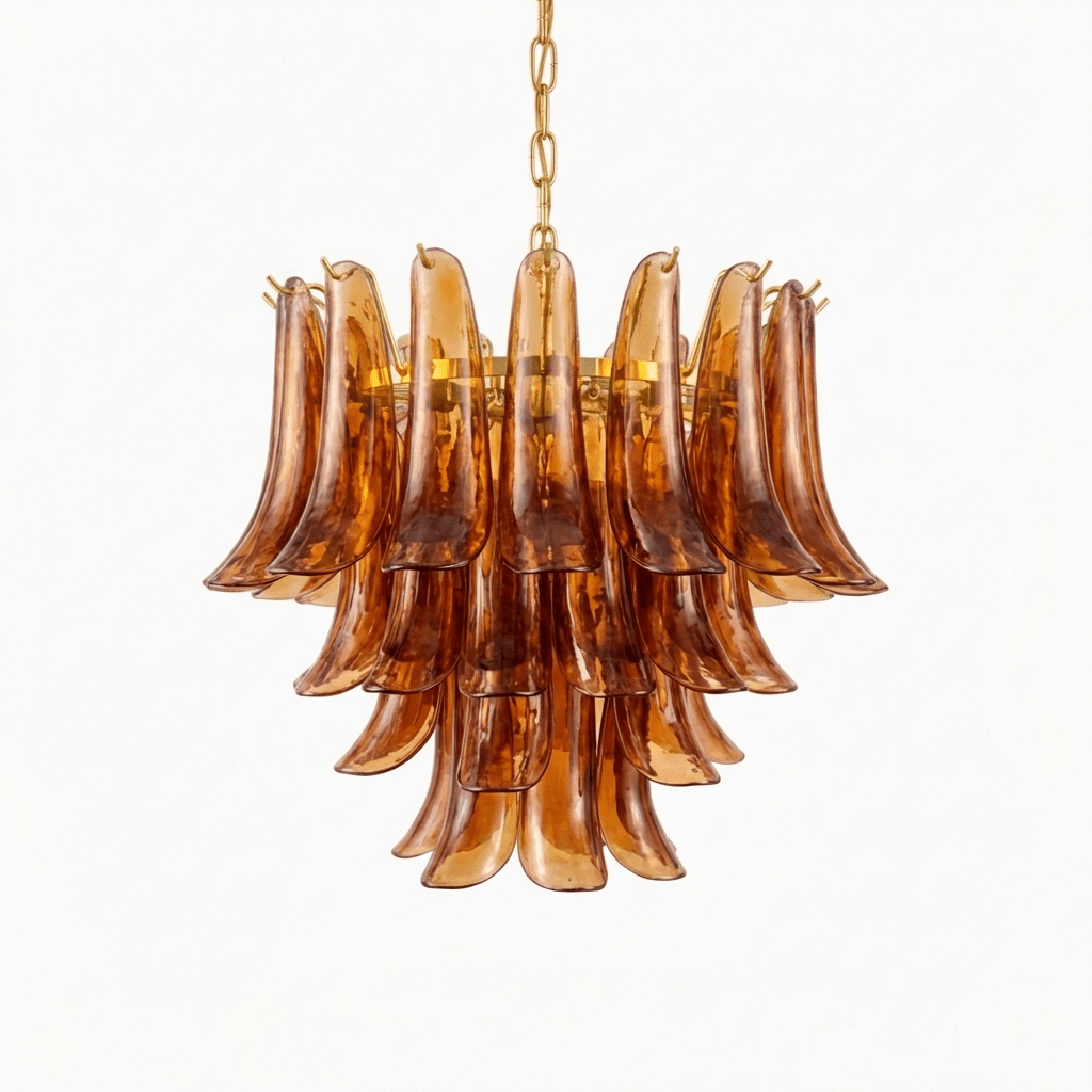 Emberwave Glass Chandelier – Handcrafted Amber Glass Pendant Light for Dining Room and Entryway