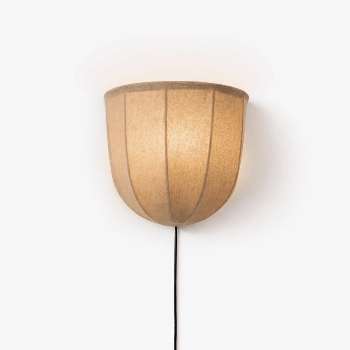 Sienna Linen Plug-in Wall Sconce – Handcrafted Fabric Shade, Vintage Pull Chain