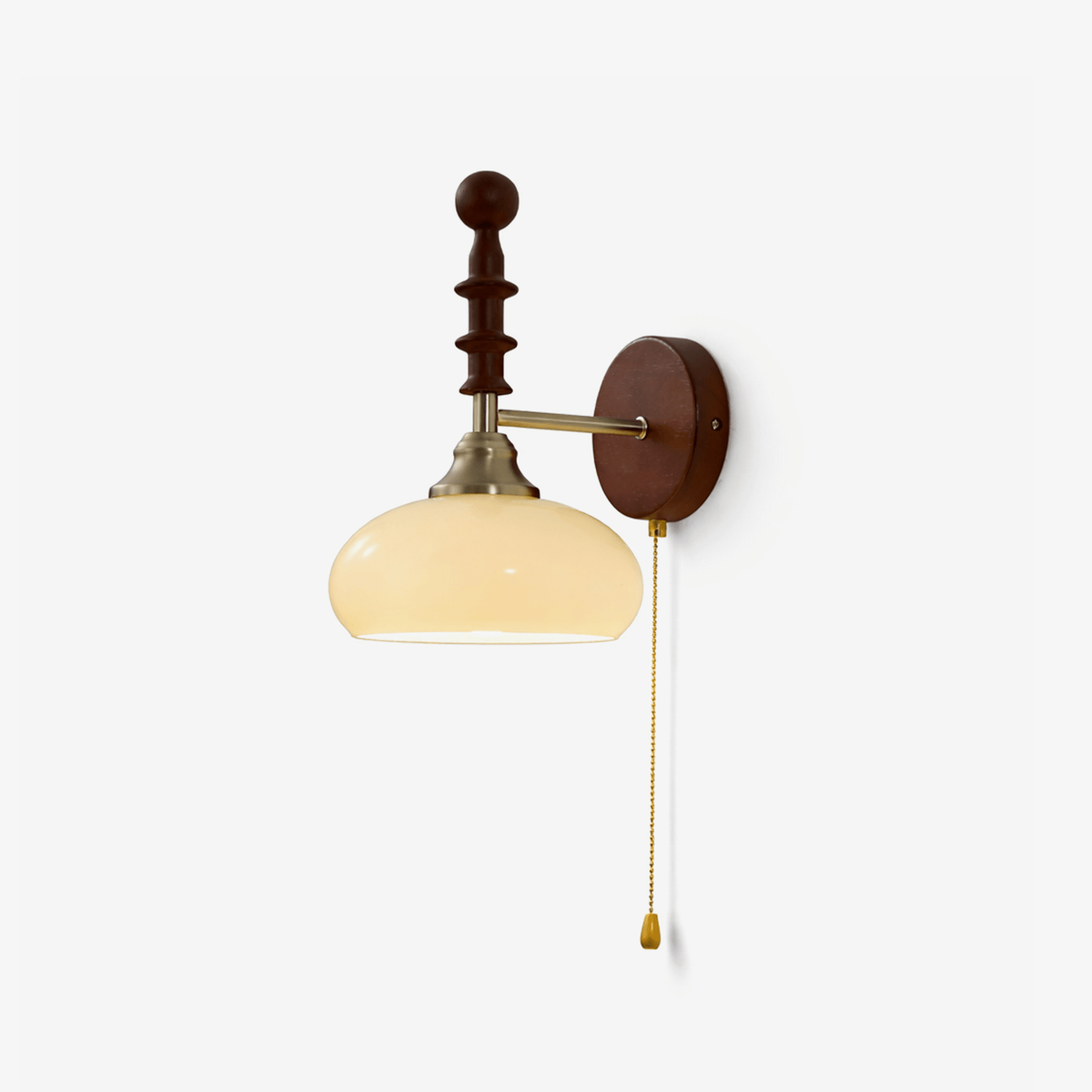 Spindlecrest Wall Sconce with Opal Glass Shade and Walnut Wood Backplate