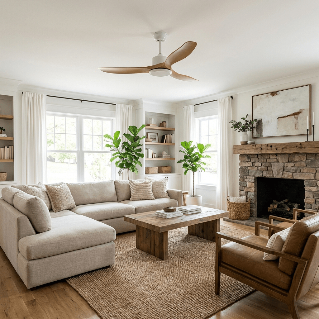 Amelia Ceiling Fan — Sculpted ABS Blades, DC Motor, 42-52 Inch