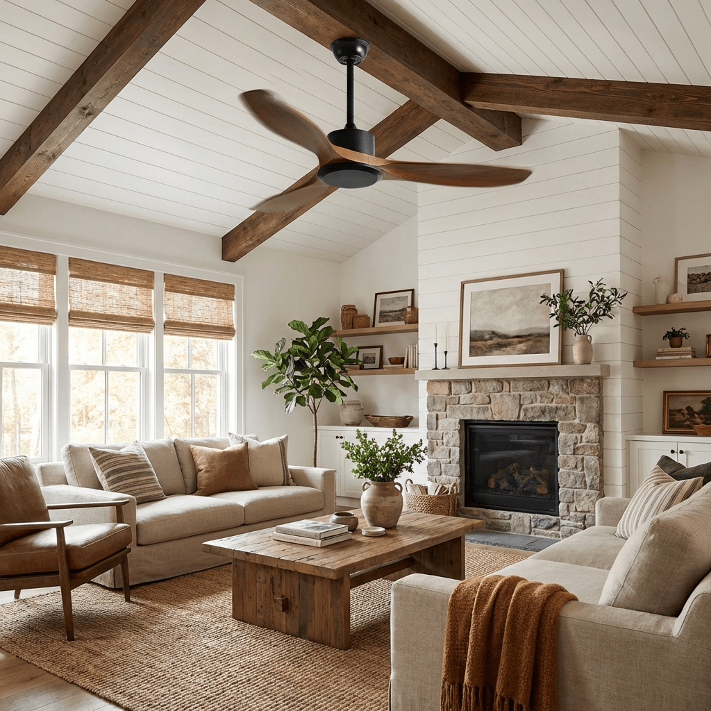 Amelia Ceiling Fan — Sculpted ABS Blades, DC Motor, 42-52 Inch