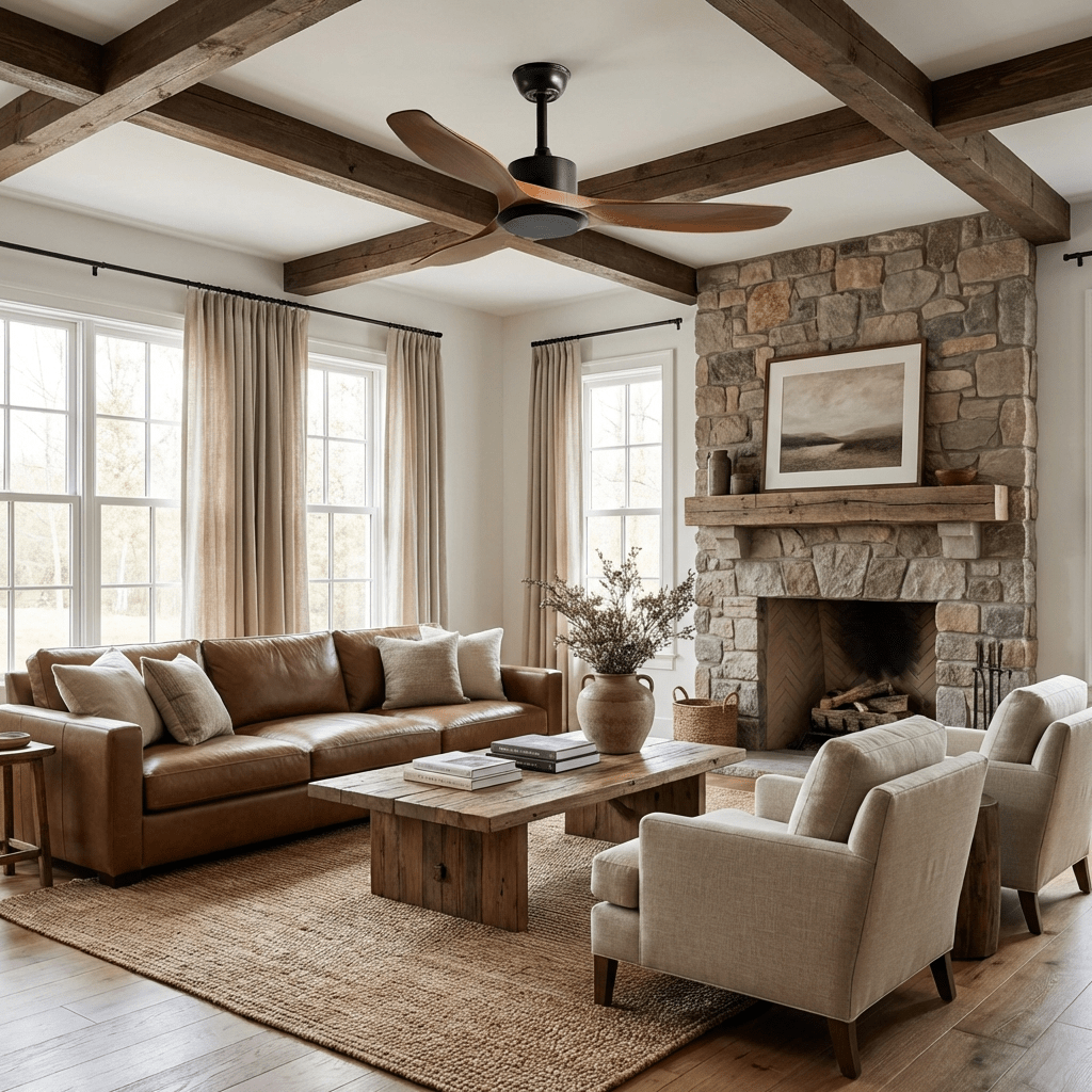 Amelia Ceiling Fan — Sculpted ABS Blades, DC Motor, 42-52 Inch