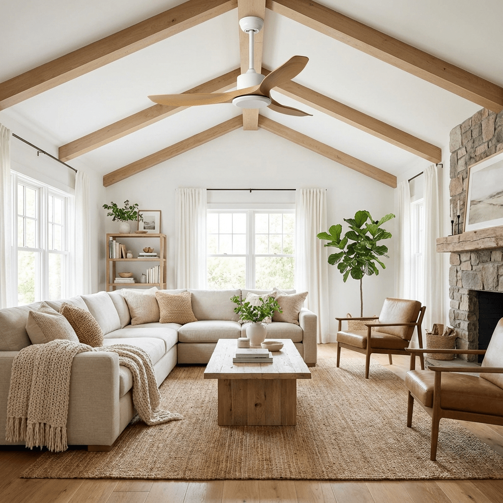 Amelia Ceiling Fan — Sculpted ABS Blades, DC Motor, 42-52 Inch