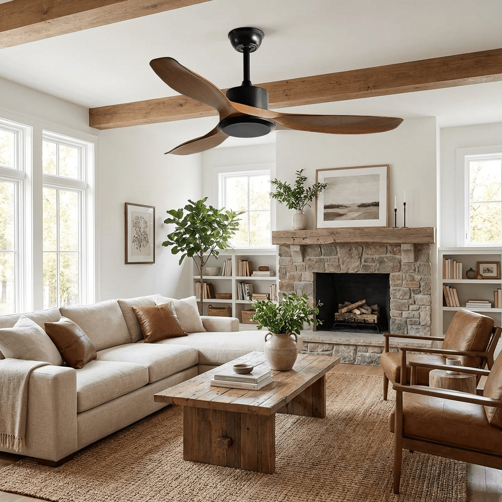 Amelia Ceiling Fan — Sculpted ABS Blades, DC Motor, 42-52 Inch