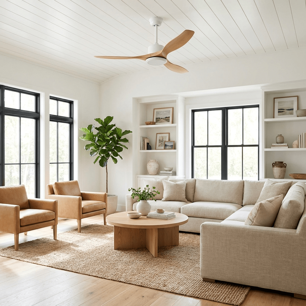 Amelia Ceiling Fan — Sculpted ABS Blades, DC Motor, 42-52 Inch
