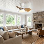 Aeroleaf Flush Mount Ceiling Fan Light with LED and Wood Blades