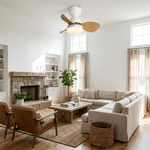 Aeroleaf Flush Mount Ceiling Fan Light with LED and Wood Blades