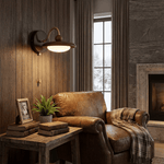 Arcwood Saucer Wall Sconce in Walnut and Brass