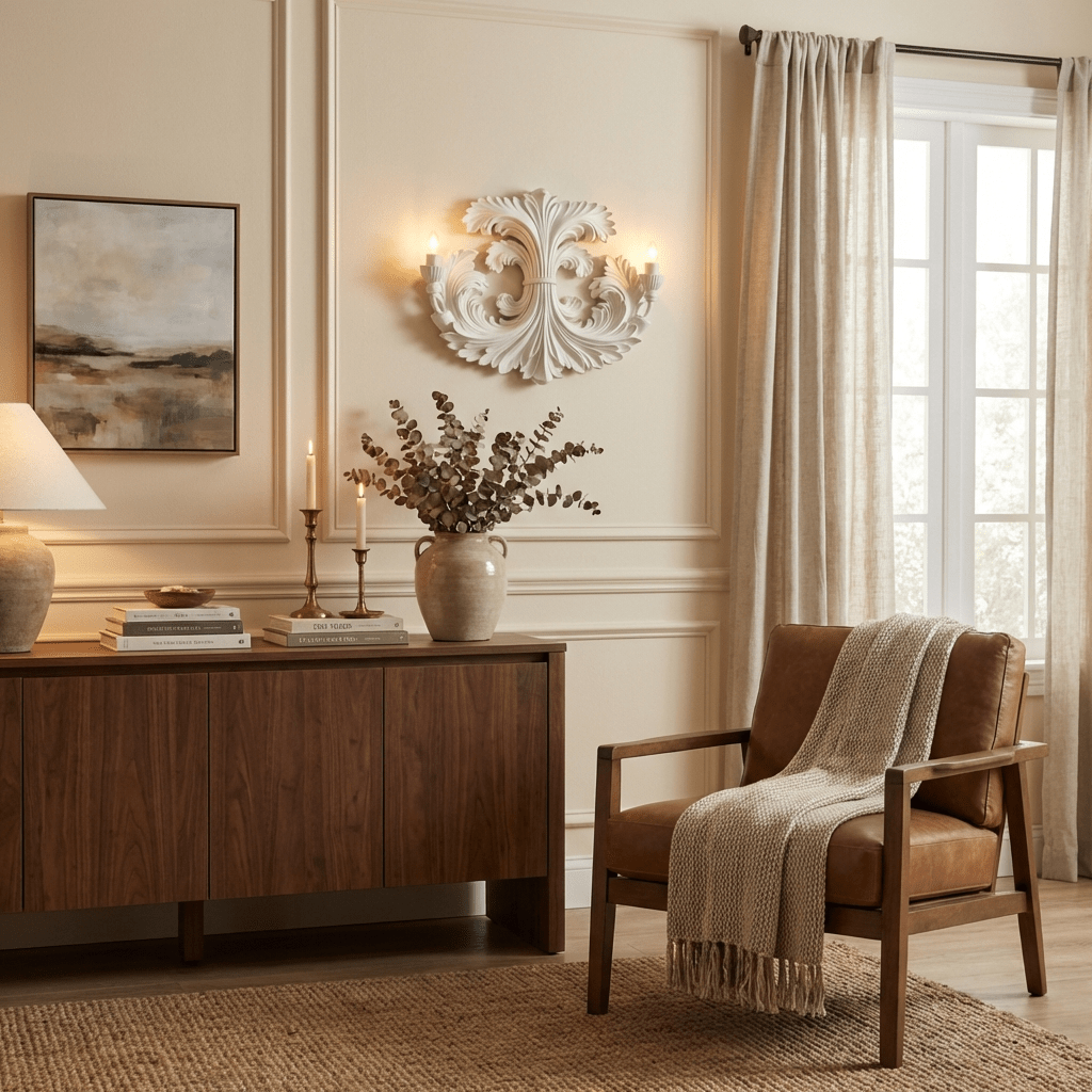 Baroque Blossom Wall Sconce – Plaster Floral Two-Light Fixture