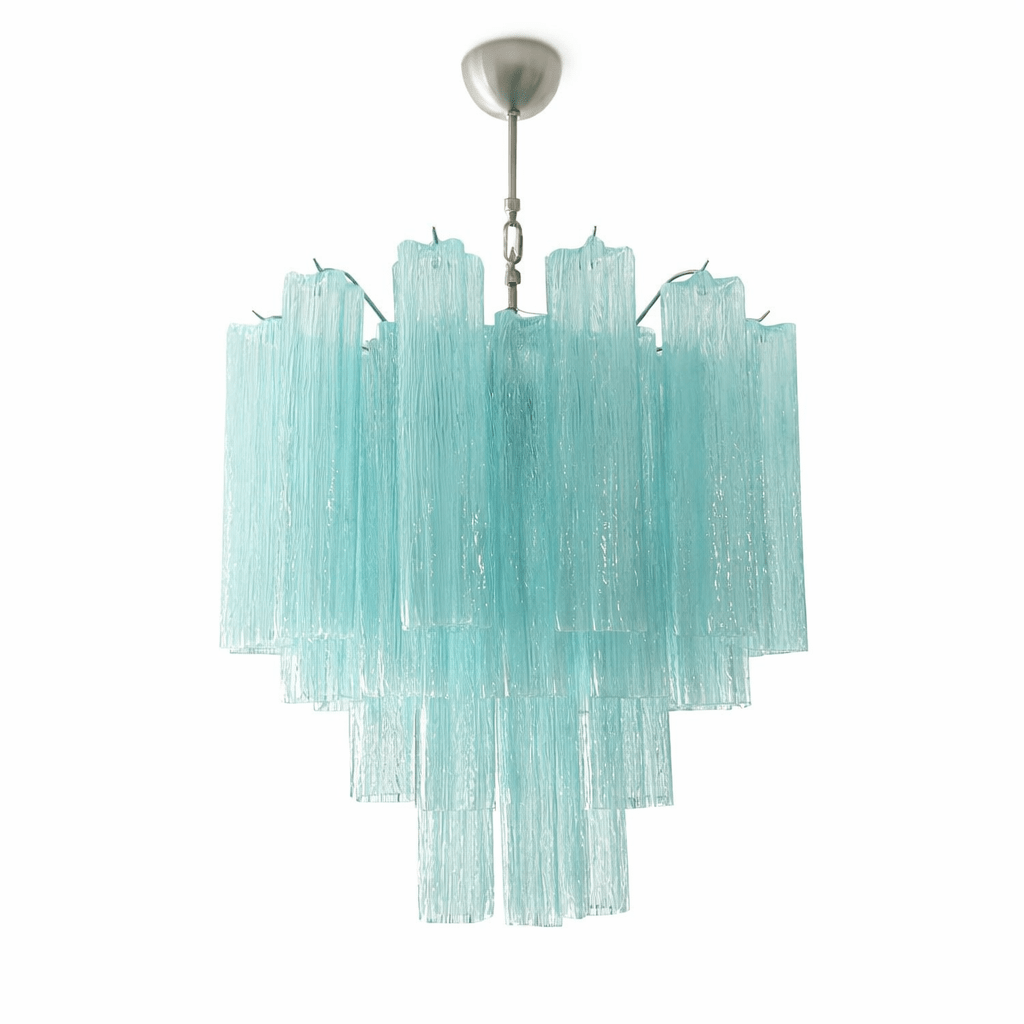 Art Deco Murano Glass Tube Chandelier in Nickel for Dining Room and Bedroom