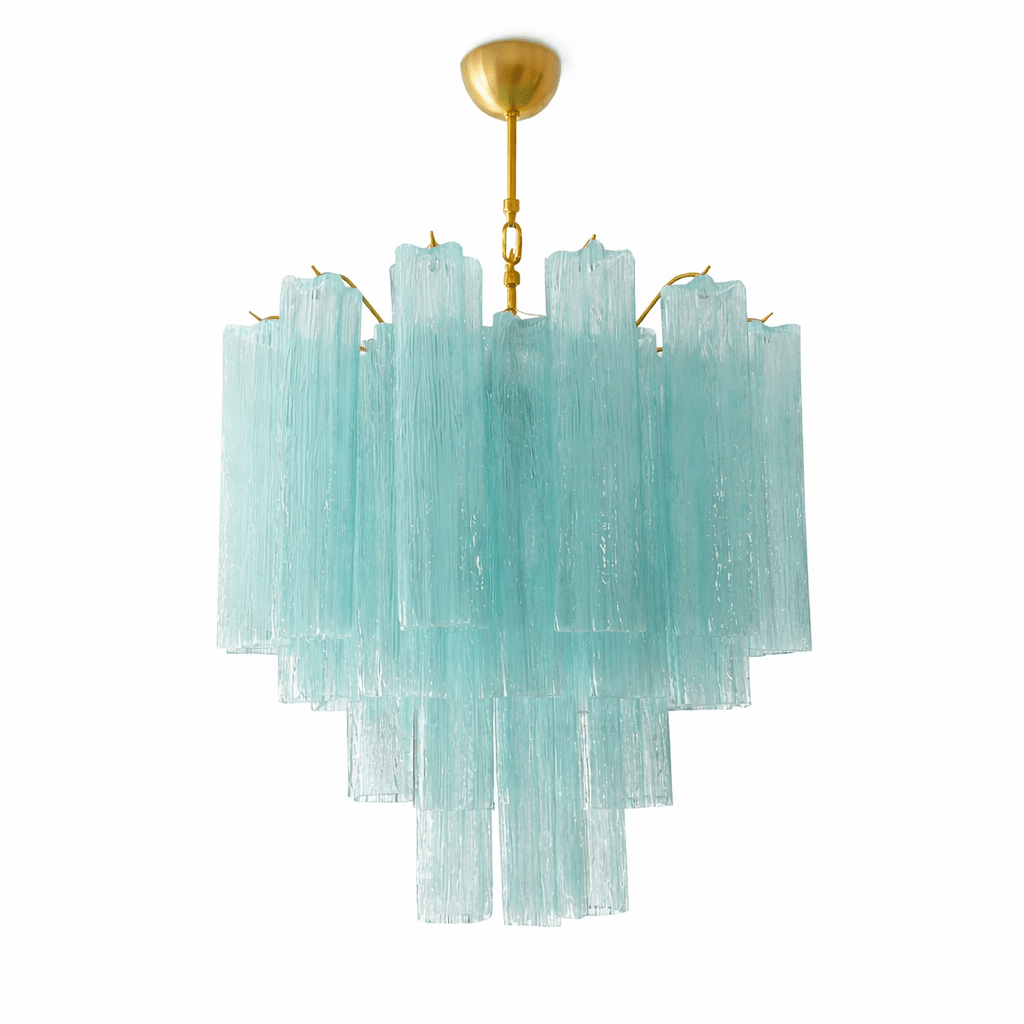 Art Deco Murano Glass Tube Chandelier in Nickel for Dining Room and Bedroom