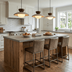 Liora Pendant Light in Travertine and Wood – Modern Designer Ceiling Lamp