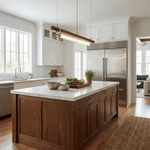 Strata Beam Linear LED Pendant Light in Walnut Wood and Nickel