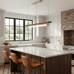Strata Beam Linear LED Pendant Light in Walnut Wood and Nickel