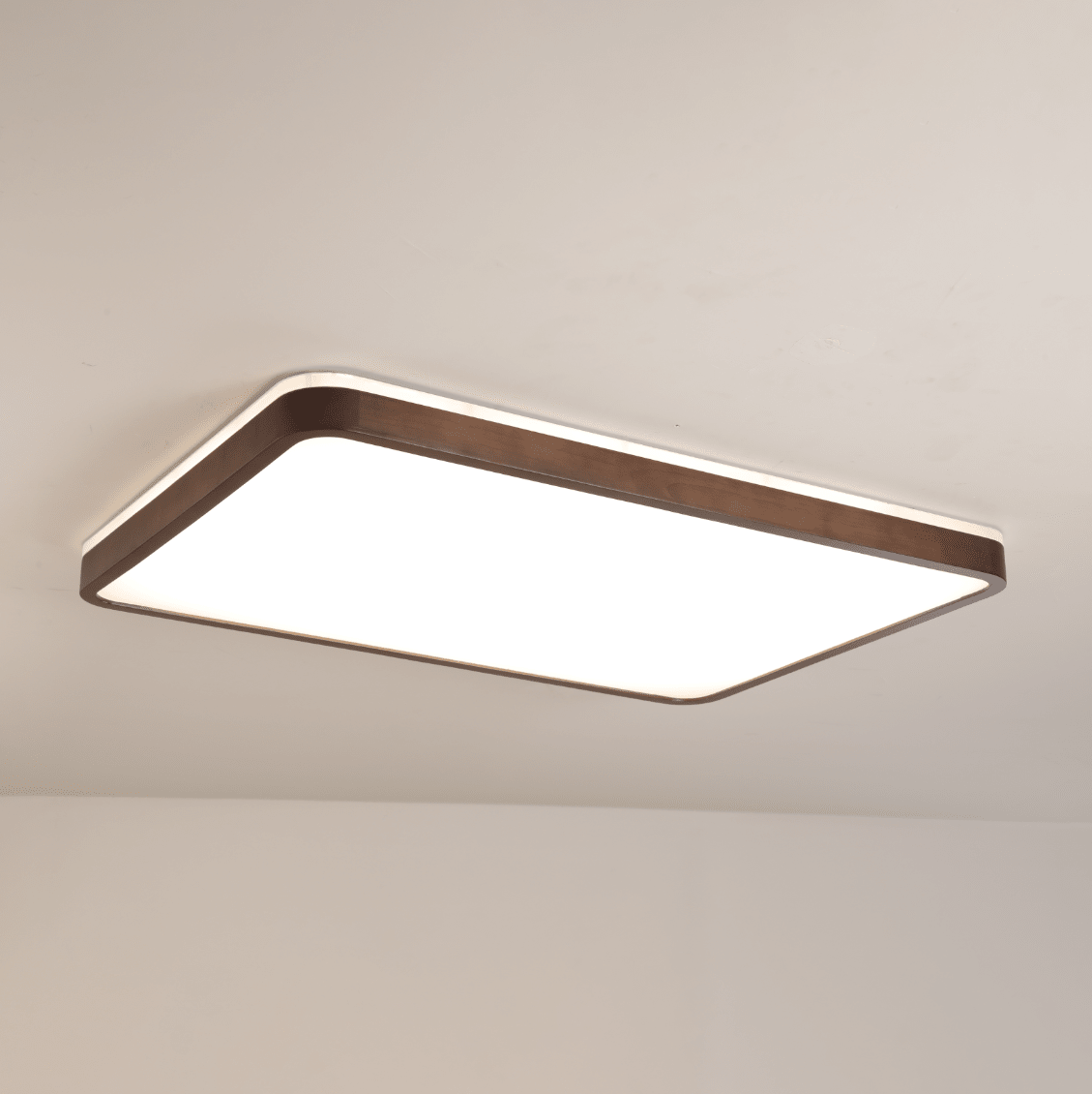 Alder Frame Wood LED Ceiling Light – Modern Flush Mount for Bedroom and Living Room