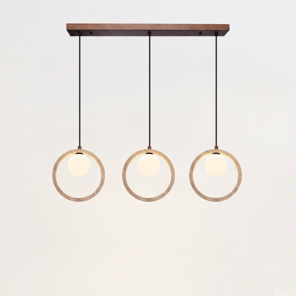 Travira Halo Pendant Light in Natural Travertine
