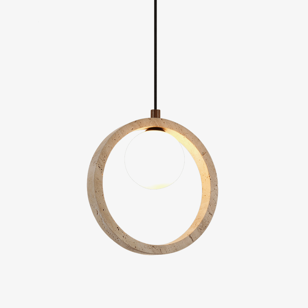 Travira Halo Pendant Light in Natural Travertine