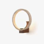 Travira Orbit Wall Sconce in Natural Travertine and Walnut