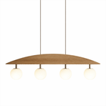 Arvella Arc Chandelier – Modern Wood & Glass Pendant Light for Dining Room