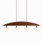 Arvella Arc Chandelier – Modern Wood & Glass Pendant Light for Dining Room
