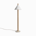 Sorrel Cone Floor Lamp – Modern Wood & Travertine Sculptural Lighting
