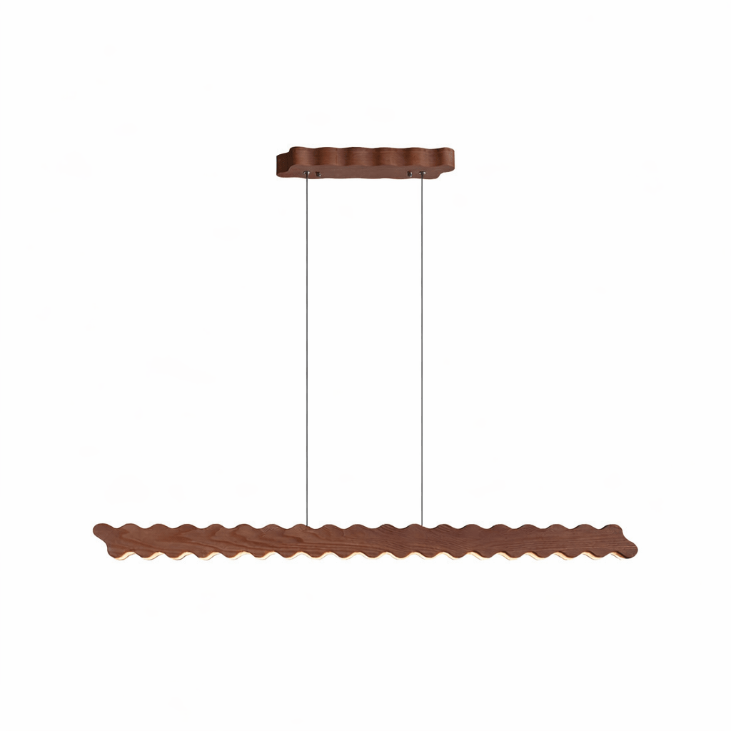Undara Wave Linear LED Pendant Light in Wood Finish