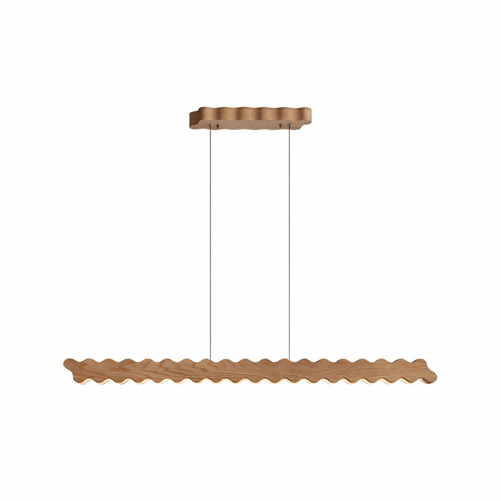 Undara Wave Linear LED Pendant Light in Wood Finish
