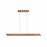 Undara Wave Linear LED Pendant Light in Wood Finish