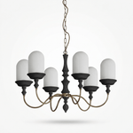 Lyra Constellation Chandelier – Modern Geometric Pendant Light in Wood and Glass