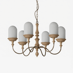 Lyra Constellation Chandelier – Modern Geometric Pendant Light in Wood and Glass