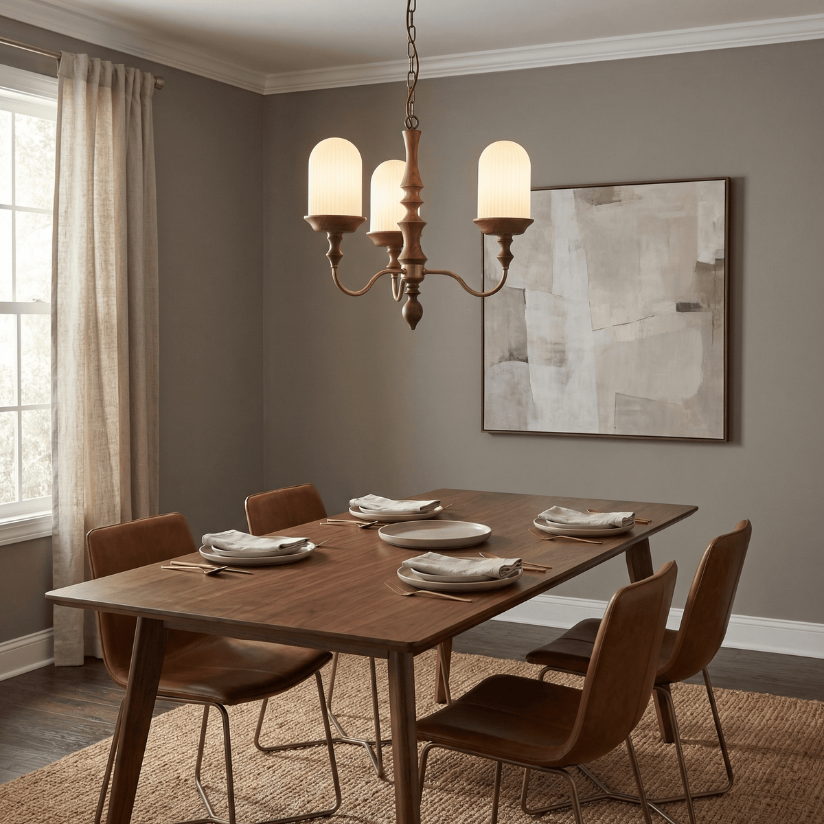 Lyra Constellation Chandelier – Modern Geometric Pendant Light in Wood and Glass