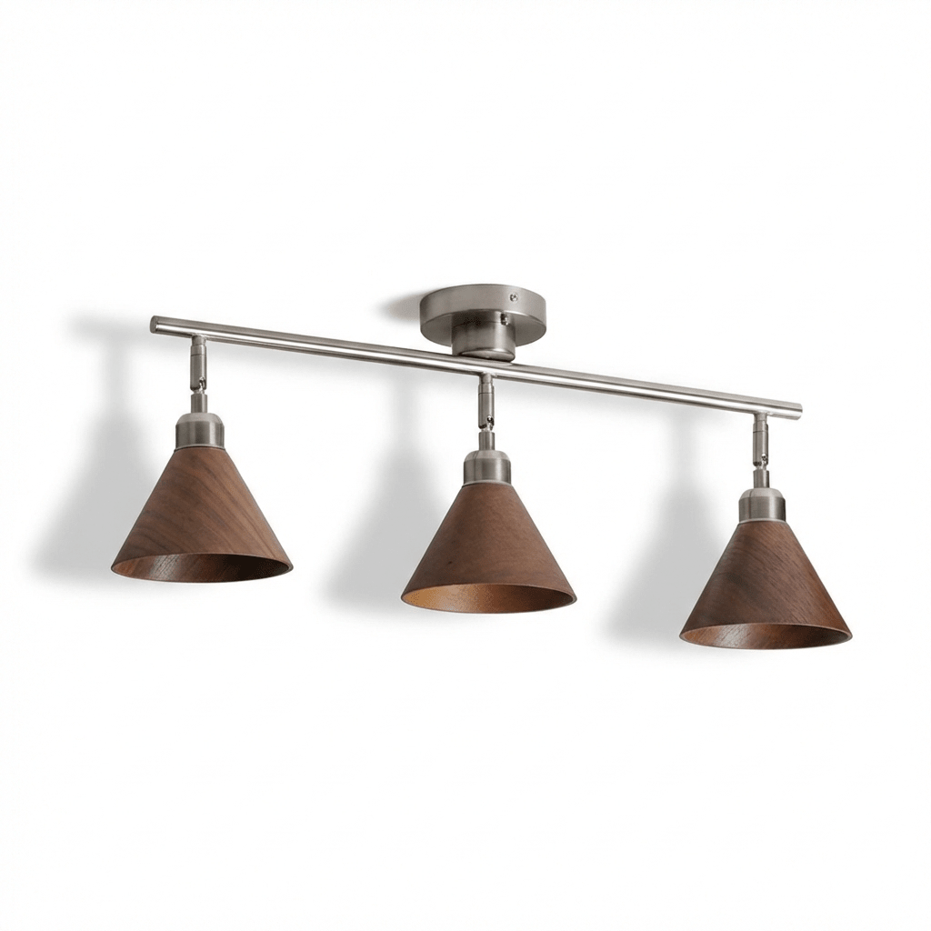 Axiom Directional Ceiling Lamp with Wooden Shades