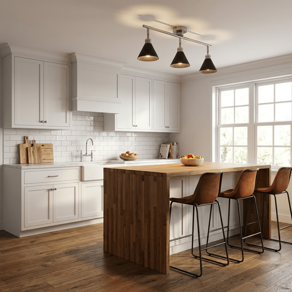 Axiom Directional Ceiling Lamp with Wooden Shades