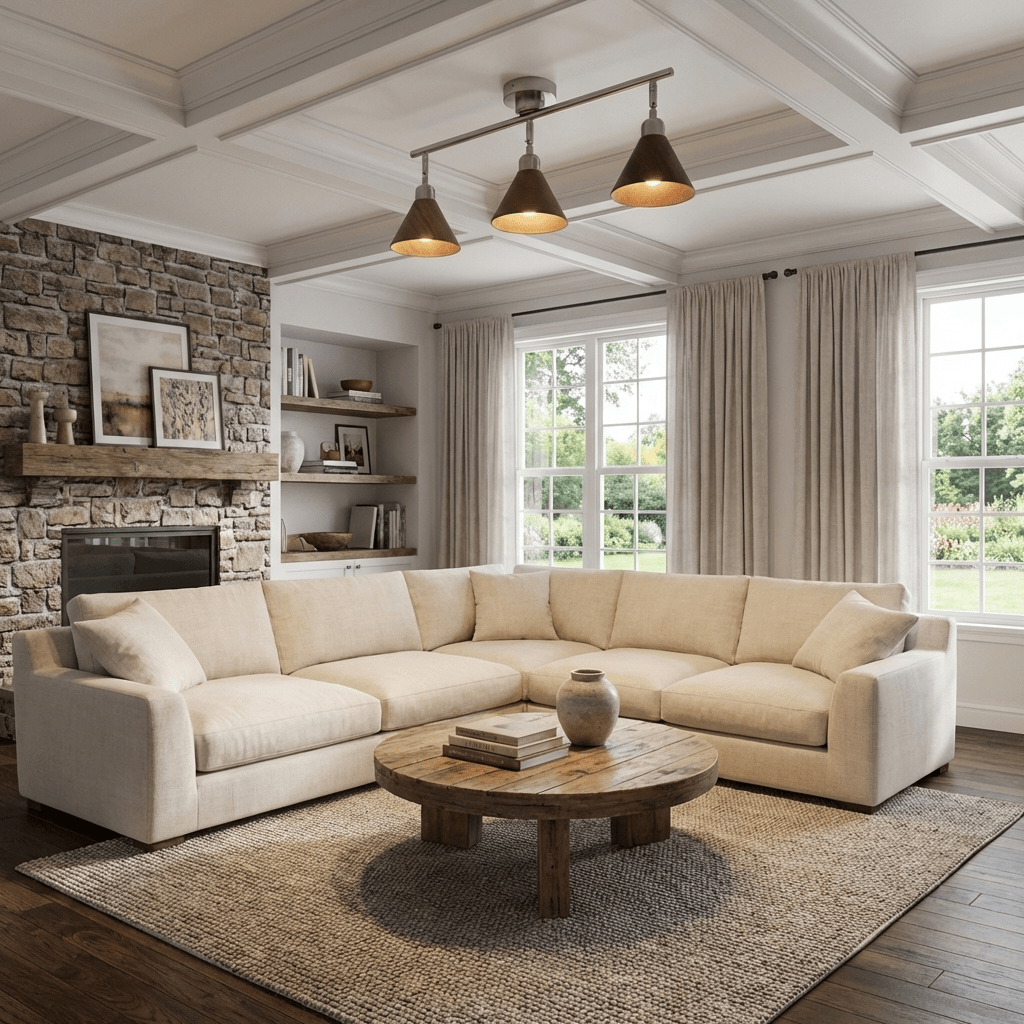 Axiom Directional Ceiling Lamp with Wooden Shades