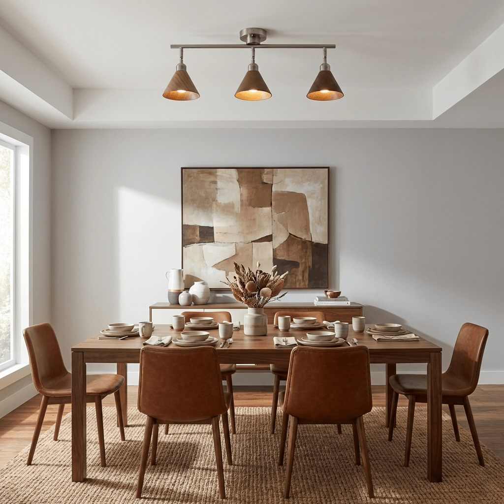 Axiom Directional Ceiling Lamp with Wooden Shades