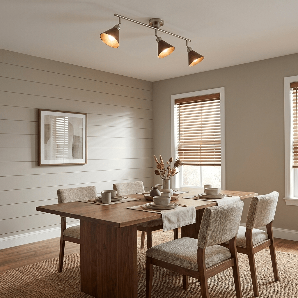 Axiom Directional Ceiling Lamp with Wooden Shades
