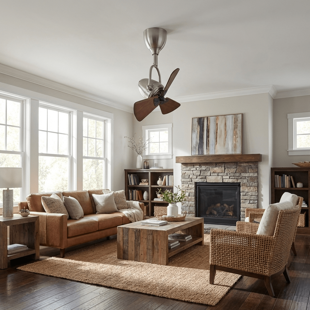 Aeronaut Articulated Ceiling Fan with Walnut Blades