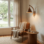 Camber Arc Wall Sconce — Sculpted Wood & Brass Wall Light