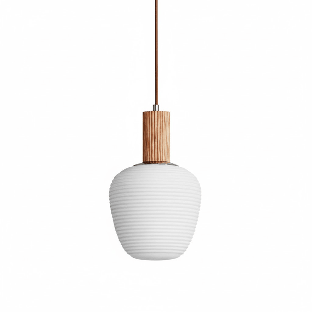 Elowen Fluted Opal Pendant Light – Modern Nordic Designer Hanging Lamp