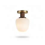 Antony Flush Mount Ceiling Light in Opal Glass and Walnut