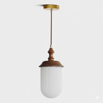 Solas Ribbed Glass Pendant Light with Walnut Accent