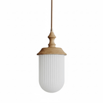 Solas Ribbed Glass Pendant Light with Walnut Accent